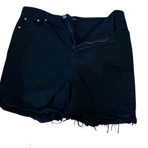 Nasty gal ripped black jean shorts size 16